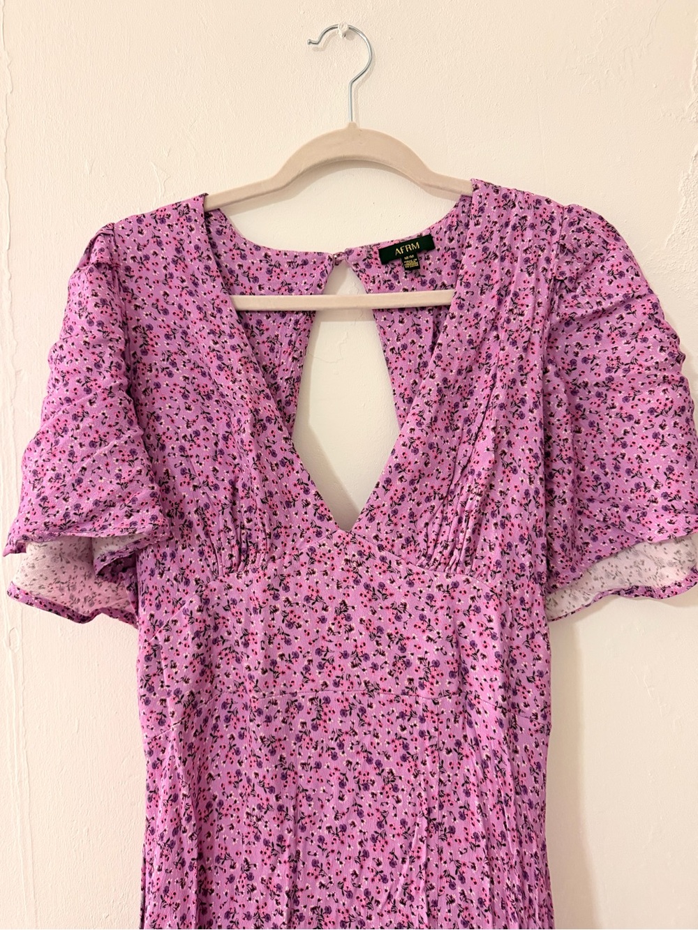 AFRM Pink Floral V-Neck Sundress